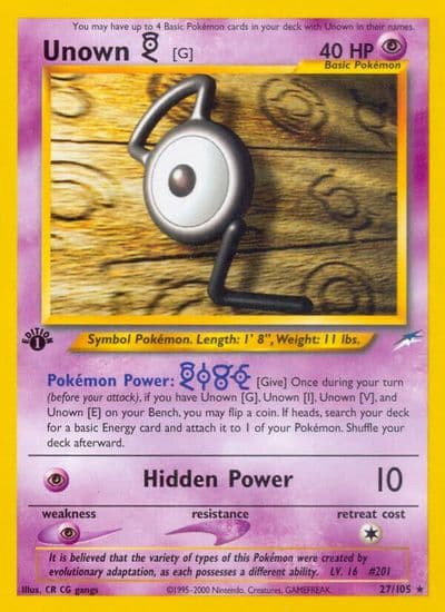 Unown [G] Neo Destiny Pokemon card