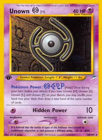 Unown [H] Neo Destiny Pokemon card