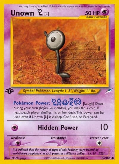 Unown [L] Neo Destiny Pokemon card