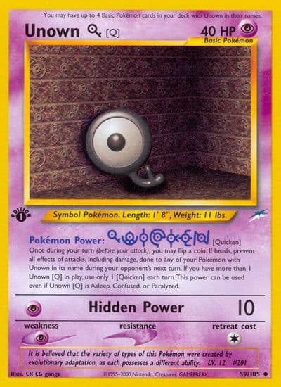 Unown [Q] Neo Destiny Pokemon card