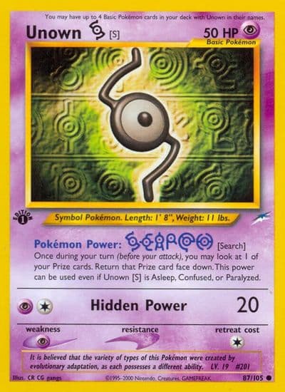 Unown [S] Neo Destiny Pokemon card