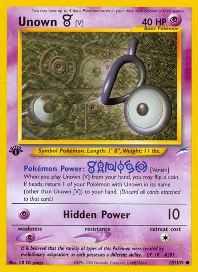 Unown [V] Neo Destiny Pokemon card