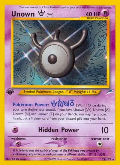 Unown [W] Neo Destiny Pokemon card