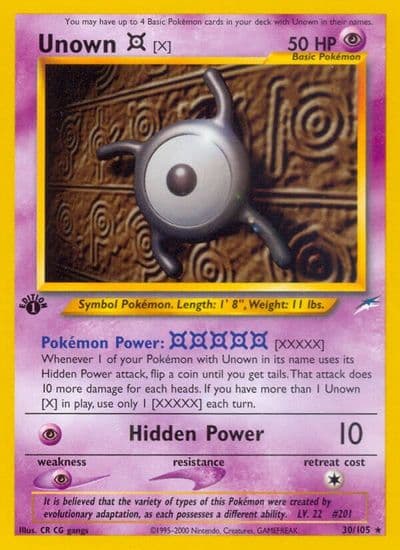 Unown [X] Neo Destiny Pokemon card