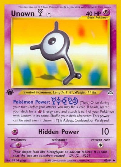 Unown [Y] Neo Revelation Pokemon card