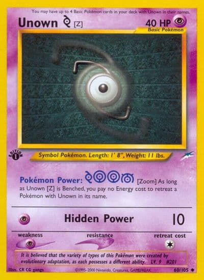 Unown [Z] Neo Destiny Pokemon card