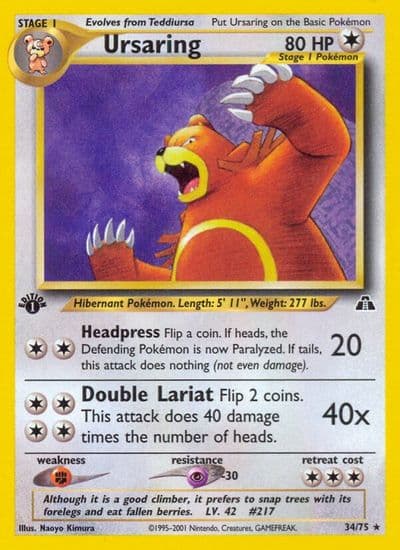 Ursaring (34) Neo Discovery Pokemon card