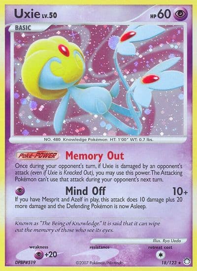 Uxie Mysterious Treasures Pokemon card