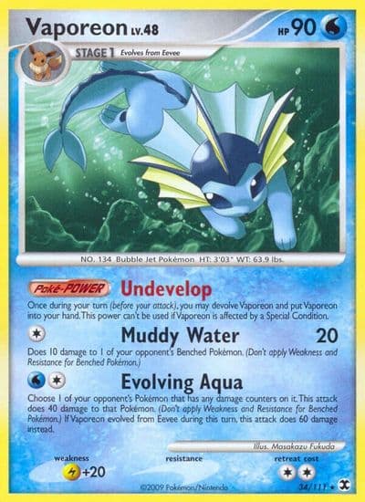Vaporeon Rising Rivals Pokemon card