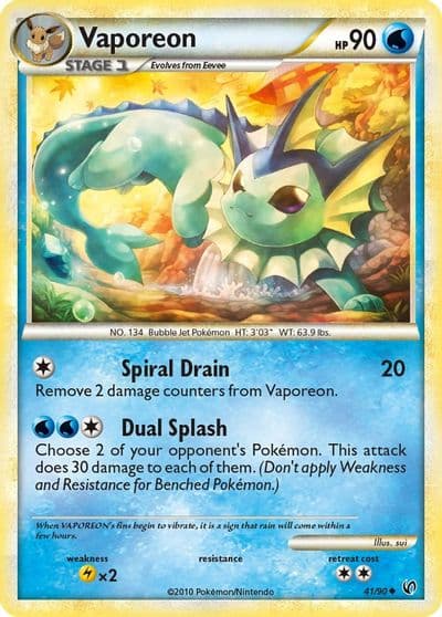 Vaporeon Undaunted Pokemon card