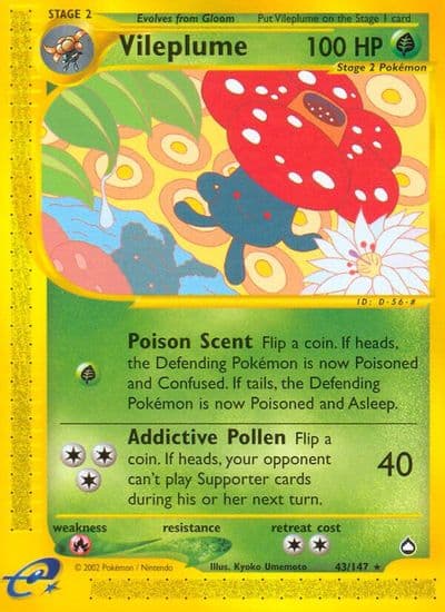 Vileplume Aquapolis Pokemon card