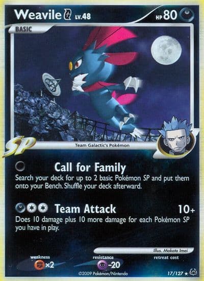 Weavile G Platinum Pokemon card