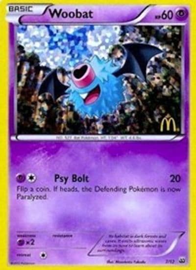 Woobat McDonald's Promos 2012 Pokemon card