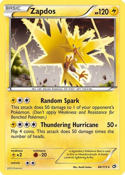 Zapdos Legendary Treasures Pokemon card
