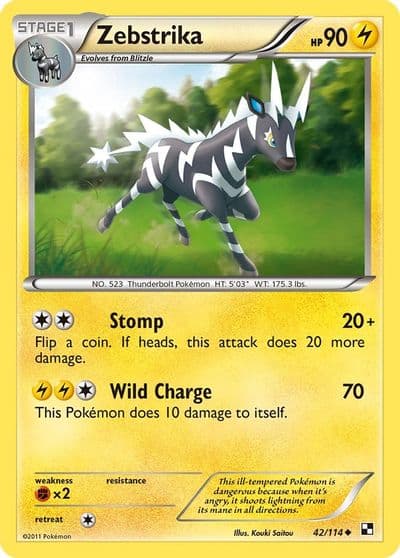 Zebstrika (42) Black and White Pokemon card