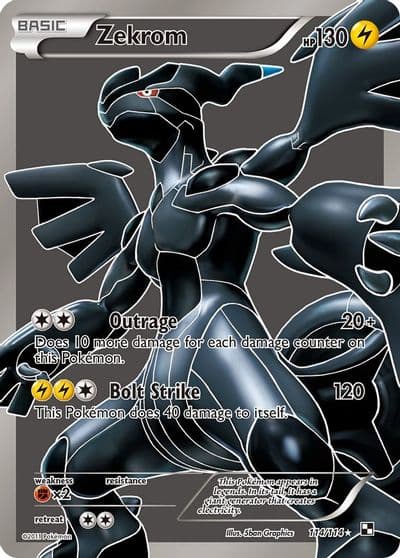 Zekrom (114 Full Art) Black and White Pokemon card
