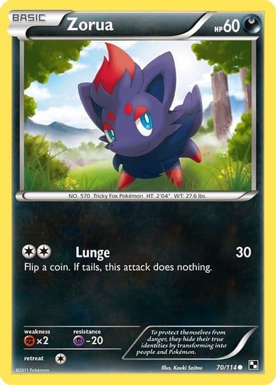 Zorua Black and White Pokemon card