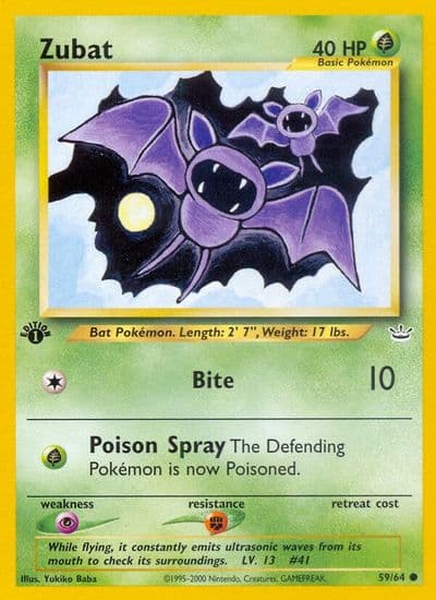 Zubat Neo Revelation Pokemon card