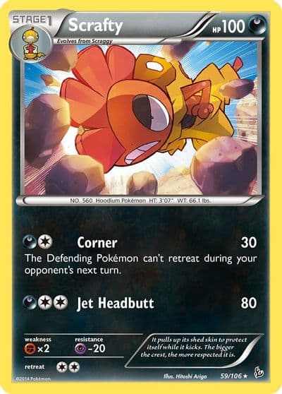 Scrafty XY - Flashfire Pokemon card