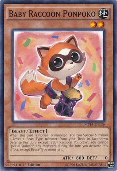 Baby Raccoon Ponpoko 2014 Mega-Tins Mega Pack Yu-Gi-Oh! card