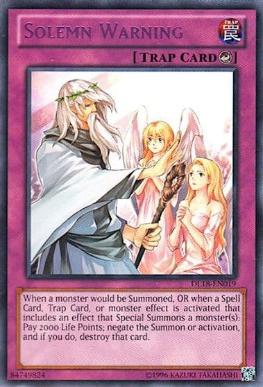 Solemn Warning Purple Duelist League Promo Yu-Gi-Oh! card
