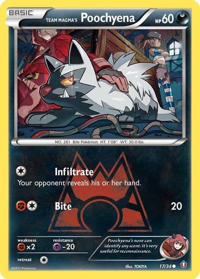 Team Magma's Poochyena Double Crisis Pokemon card