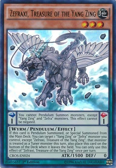 Zefraxi Treasure of the Yang Zing Crossed Souls Yu-Gi-Oh! card