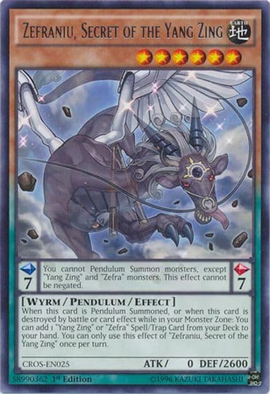 Zefraniu Secret of the Yang Zing Crossed Souls Yu-Gi-Oh! card