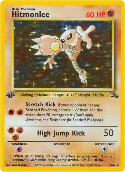 Hitmonlee (7) Fossil Pokemon card