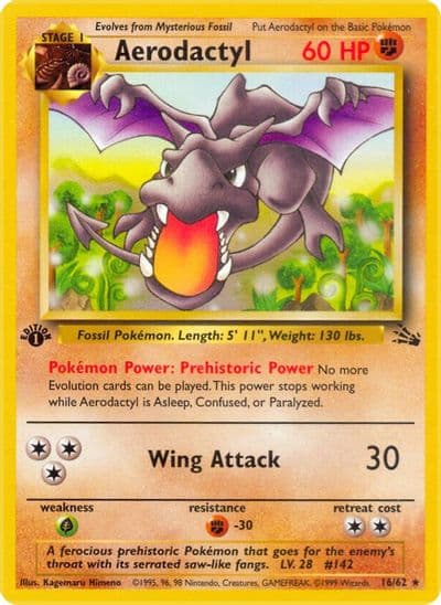 Aerodactyl (16) Fossil Pokemon card
