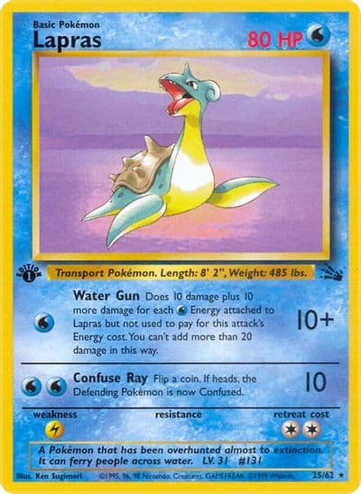 Lapras (25) Fossil Pokemon card