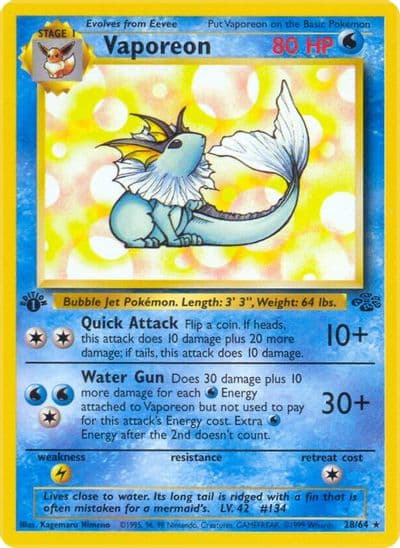 Vaporeon (28) Jungle Pokemon card