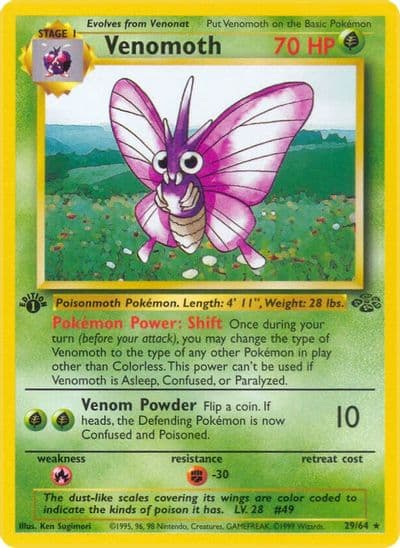 Venomoth (29) Jungle Pokemon card