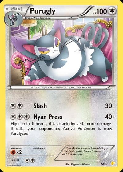 Purugly (24) XY Trainer Kit: Pikachu Libre & Suicune Pokemon card