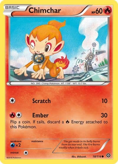 Chimchar XY - Steam Siege Pokemon card