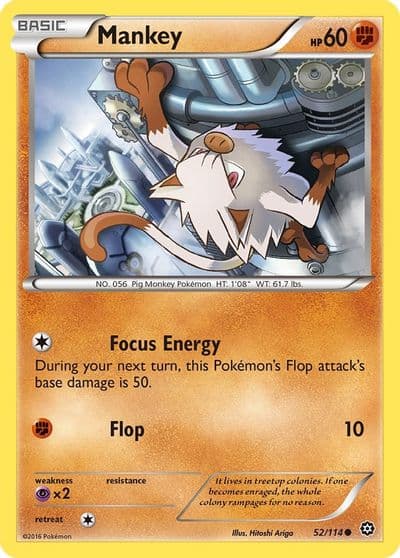 Mankey XY - Steam Siege Pokemon card