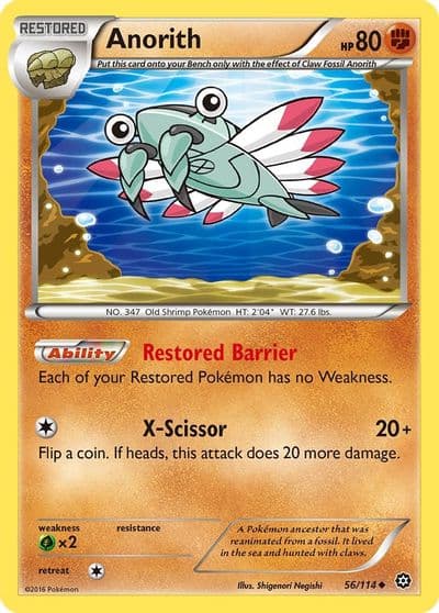 Anorith XY - Steam Siege Pokemon card