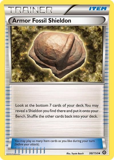 Armor Fossil Shieldon XY - Steam Siege Pokemon card