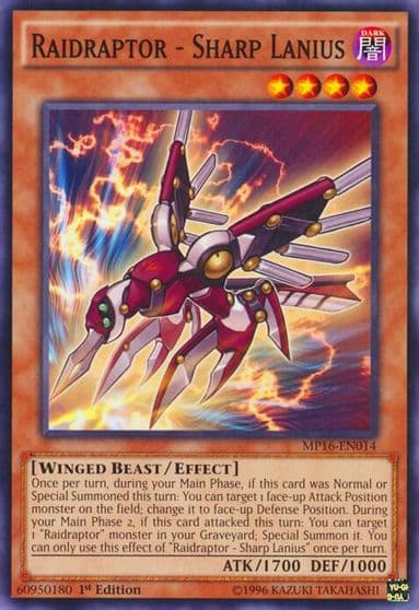 Raidraptor Sharp Lanius 2016 Mega-Tins Mega Pack Yu-Gi-Oh! card
