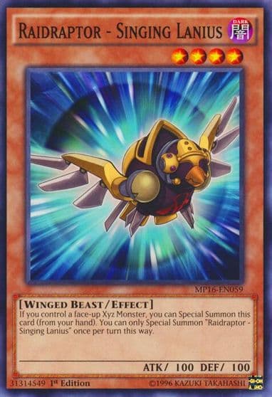 Raidraptor Singing Lanius 2016 Mega-Tins Mega Pack Yu-Gi-Oh! card
