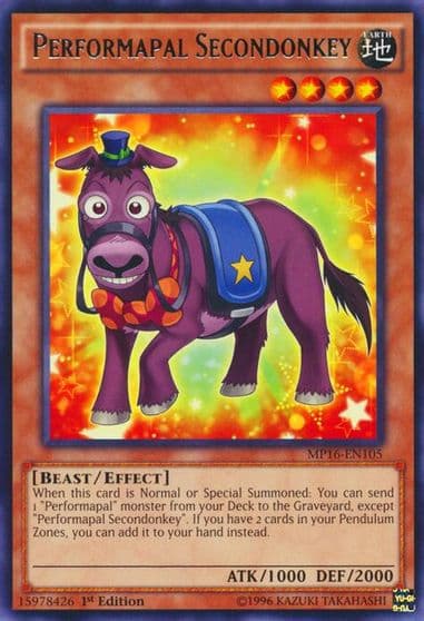 Performapal Secondonkey 2016 Mega-Tins Mega Pack Yu-Gi-Oh! card