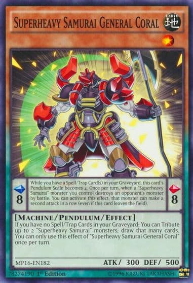 Superheavy Samurai General Coral 2016 Mega-Tins Mega Pack Yu-Gi-Oh! card