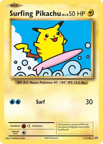 Surfing Pikachu XY - Evolutions Pokemon card