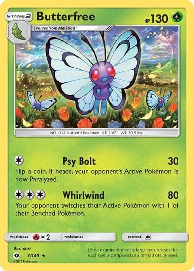 Butterfree SM Base Set Pokemon card