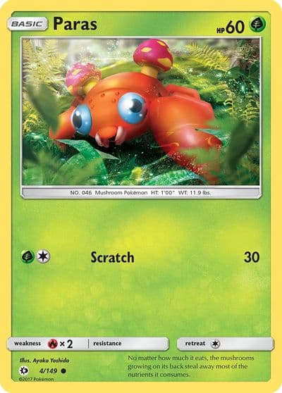 Paras SM Base Set Pokemon card