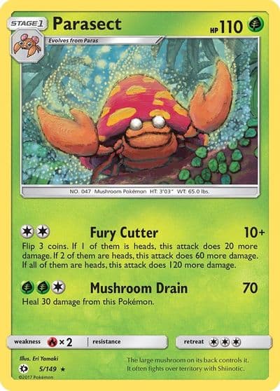 Parasect SM Base Set Pokemon card