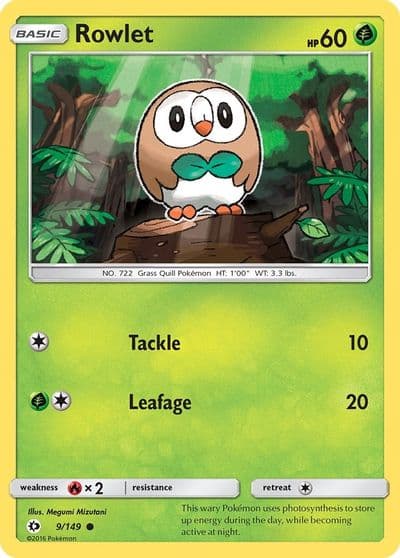 Rowlet SM Base Set Pokemon card