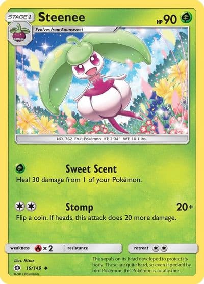 Steenee SM Base Set Pokemon card
