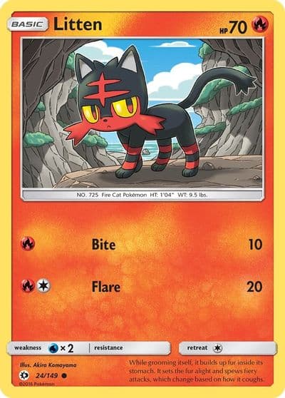 Litten SM Base Set Pokemon card