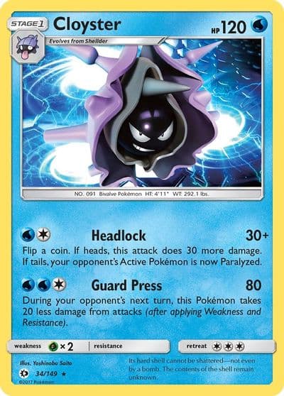 Cloyster SM Base Set Pokemon card